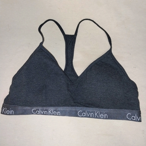 Calvin Klein Charcoal Racerback Bralette Large - Picture 1 of 5